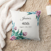 ロマンチックフェミニンフローラ40歳の誕生日 クッション (ブランケット)