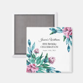 ロマンチックフェミニンフローラ40歳の誕生日 マグネット (正面/裏面)