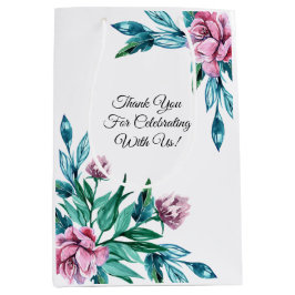 ロマンチックフェミニンフローラ40歳の誕生日 ミディアムペーパーバッグ