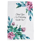 ロマンチックフェミニンフローラ40歳の誕生日 ミディアムペーパーバッグ (裏面)