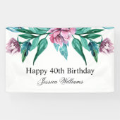 ロマンチックフェミニンフローラ40歳の誕生日 横断幕 (横)