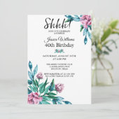ロマンチックフェミニンフローラ40thサプライズ誕生日 招待状 (スタンド正面)