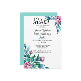 ロマンチックフェミニンフローラ40thサプライズ誕生日 招待状