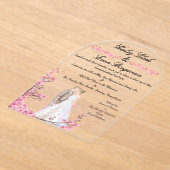 ロマンチックフラズアクリルアーチ結婚式招待状 アクリル招待状 (レイダウン)