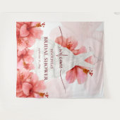 ロマンチックフラワーズドレスブライダルシャワーへようこそ タペストリー (正面(横))