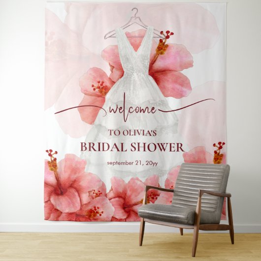 ロマンチックフラワーズドレスブライダルシャワーへようこそ タペストリー (インサイチュ)