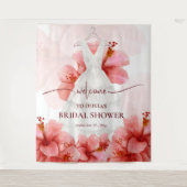 ロマンチックフラワーズドレスブライダルシャワーへようこそ タペストリー (正面)