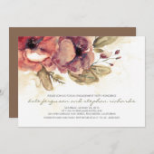 ロマンチックフラワーズヴィンテージ婚約パーティ 招待状 (正面/裏面)