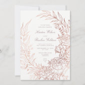 ロマンチックフラワーリースホワイト結婚式招待状 招待状 (正面)