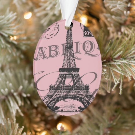 ロマンチックフランスのなピンクのヴィンテージパリスエッフェル塔 オーナメント (ツリー)