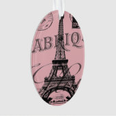 ロマンチックフランスのなピンクのヴィンテージパリスエッフェル塔 オーナメント (正面)