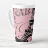 ロマンチックフランスのなピンクのヴィンテージパリスエッフェル塔 カフェラテマグ (左アングル)