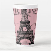 ロマンチックフランスのなピンクのヴィンテージパリスエッフェル塔 カフェラテマグ (正面)