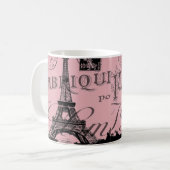 ロマンチックフランスのなピンクのヴィンテージパリスエッフェル塔 コーヒーマグカップ (正面左)