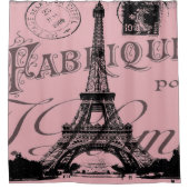 ロマンチックフランスのなピンクのヴィンテージパリスエッフェル塔 シャワーカーテン (正面)