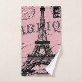 ロマンチックフランスのなピンクのヴィンテージパリスエッフェル塔 バスタオルセット (ハンドタオル)