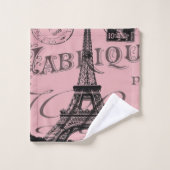 ロマンチックフランスのなピンクのヴィンテージパリスエッフェル塔 バスタオルセット (ウォッシュタオル)