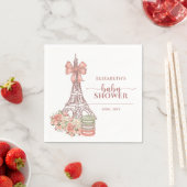 ロマンチックフランスのなピンクボウパリベビーシャワー スタンダードカクテルナプキン (インサイチュ)
