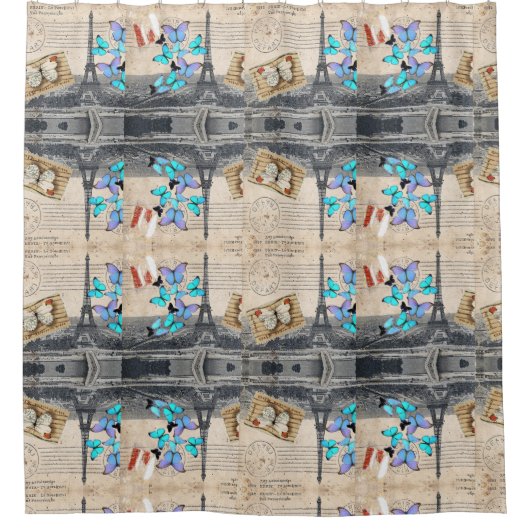 ロマンチックフランスのなフランス旅行パリエッフェルタワー シャワーカーテン (正面)