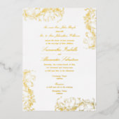 ロマンチックフランスのなフローラロココ両親結婚の 箔招待状 (正面)