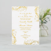 ロマンチックフランスのなフローラロココ両親結婚の 箔招待状 (立ち正面)