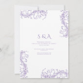 ロマンチックフランスのなフローラロココ結婚ラベンダーズ 招待状 (裏面)