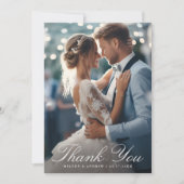 ロマンチックフランスのなブルーのフローラ結婚クレストの写真 サンキューカード (正面)