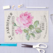 ロマンチックフランスのなヴィンテージピンク牡丹の花 薄葉紙 (クラフト)