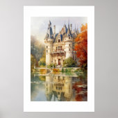 ロマンチックフランスのな城水彩画ポスター ポスター (正面)
