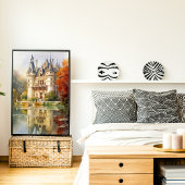 ロマンチックフランスのな城水彩画ポスター ポスター