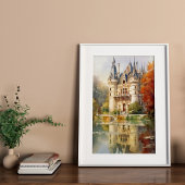 ロマンチックフランスのな城水彩画ポスター ポスター