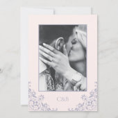 ロマンチックフランスのな薄紫パープルミニマル日付を保存 招待状 (裏面)