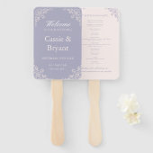 ロマンチックフランスのな薄紫ヴィンテージファン結婚式 プログラム ハンドファン (正面&裏面)