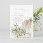 ロマンチックフランスのガーデンシャトーブライダルシャワー 招待状 (スタンド正面)