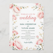 ロマンチックフローラウォーター色結婚式招待状 招待状 (正面/裏面)