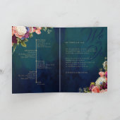 ロマンチックフローラエメラルドグリーン結婚金ゴールド 招待状 (内部)