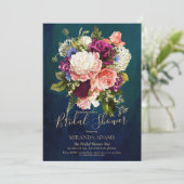 ロマンチックフローラエメラルドグリーン金ゴールドブライダルシャワー 招待状 (スタンド正面)