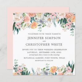 ロマンチックフローラスクエア結婚式招待状カード 招待状