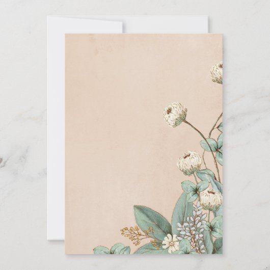 ロマンチックフローラスクリプトハンドドロッドシック結婚ズ セーブザデート (裏面)