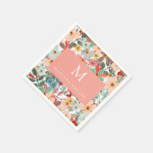 ロマンチックフローラソフトピンクグリーンピーチクラシックー スタンダードカクテルナプキン (角)