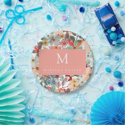 ロマンチックフローラソフトピンクグリーンピーチクラシックー ペーパープレート (パーティー)