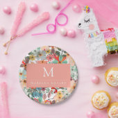 ロマンチックフローラソフトピンクグリーンピーチクラシックー ペーパープレート (パーティー)