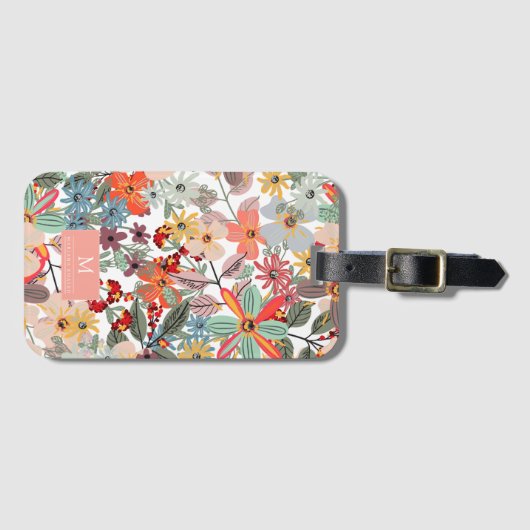 ロマンチックフローラソフトピンクグリーンピーチクラシックー ラゲッジタグ (正面横)