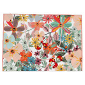 ロマンチックフローラソフトピンクグリーンピーチクラシックー ラージペーパーバッグ (裏面)