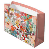 ロマンチックフローラソフトピンクグリーンピーチクラシックー ラージペーパーバッグ (裏面アングル)