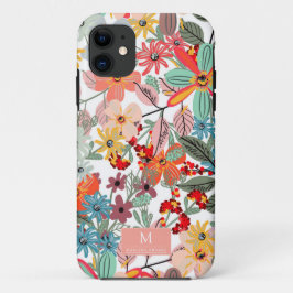 ロマンチックフローラソフトピンクグリーンピーチクラシックー iPhone 11 ケース