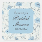 ロマンチックフローラダスティブルーブライダルシャワーガーデン スクエアシール (正面)