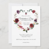 ロマンチックフローラハートバレンタインデーお祝い 招待状 (正面)