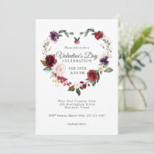 ロマンチックフローラハートバレンタインデーお祝い 招待状 (スタンド正面)