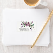 ロマンチックフローラパープルバラ結婚ズ住所 シール (インサイチュ)